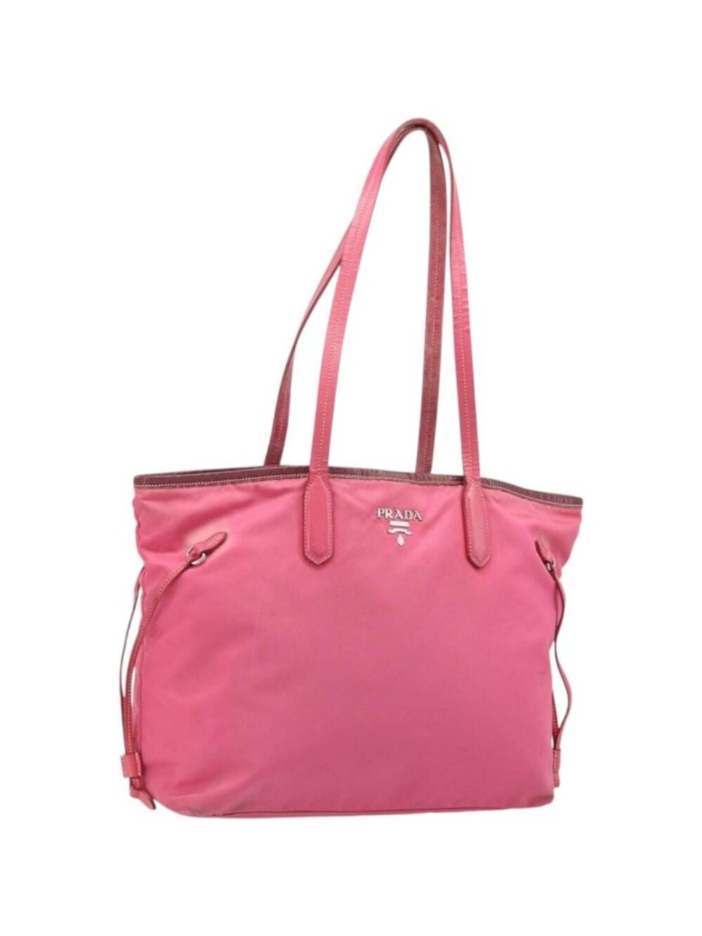 PRADA Tote Bag Nylon Pink Silver